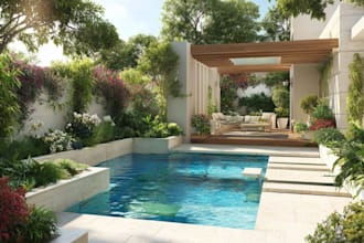 do landscape design, garden design, backyard, pool and terrace