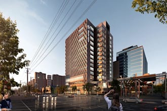 commercial tower building,highrise office design,urban planning,cityscape render