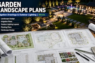 deliver garden landscape plans, irrigation drawings, outdoor lighting illinois