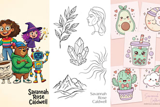 draw hand drawn doodle illustration, doodle art, custom doodle sticker design