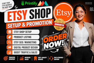 create etsy shop setup, etsy SEO, and printify pod store
