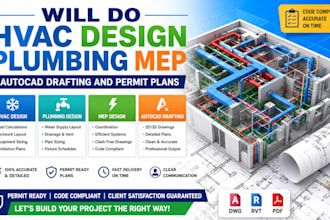 do hvac design plumbing mep autocad drafting and permit plans