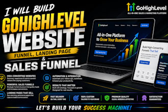 build gohighlevel website, funnel, landing page and sales funnel