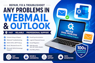 repair fix and troubleshoot any webmail and outlook email problem