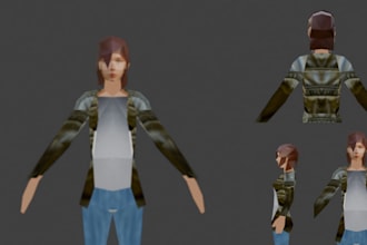 create n64 psx ps1 retro low poly 3d models game character for your game