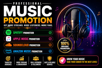 add spotify music promotion, soundcloud music apple music promotion amazon music