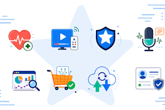 design custom flat icons for app, website and brand identity