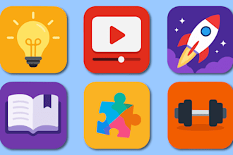 design custom flat icons for app, website and brand identity