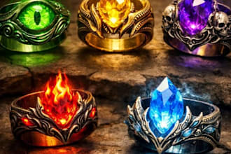 design 3d jewelry cad, necklace, rings, for 360 render and 3d printing