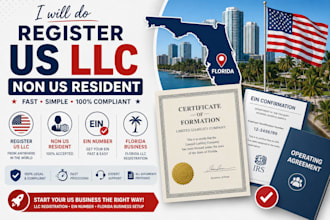 register US llc non US resident and ein number florida business registration
