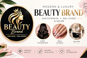 create modern beauty brand, hair extension, nail studio, and salon logo
