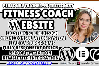 personal trainer website, nutritionist website, wellness, fitness coach website