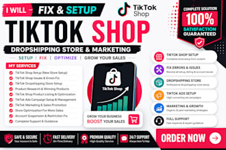 fix tiktok shop setup tik tok dropshipping store tiktok shop ads tiktok manager
