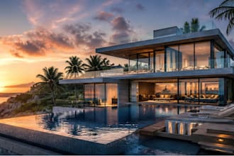 create stunning 3d beach house exterior rendering and visualization