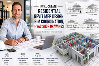 create residential revit mep design, bim coordination hvac shop drawings