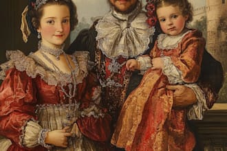 a royal couple portrait in renaissance painting style