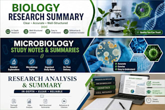 create biology and microbiology research summaries and study notes