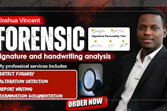 do forensic signature analysis, detect forged signatures, document examination
