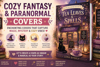 design a paranormal cozy mystery fantasy book cover