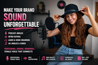produce podcast jingle, intro outro audio branding, sonic branding and ad jingle