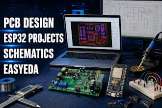 do pcb design, schematic and esp32 project using fritzing, tinkercad and easyeda