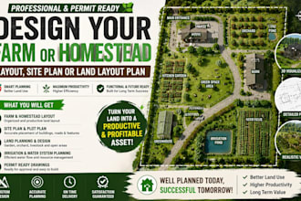 design your farm ,homestead layout ,site plan or land layout plan