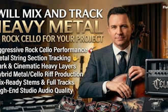 mix and track heavy metal or rock cello for your project