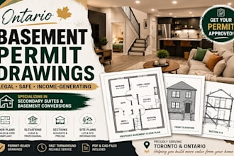 prepare ontario basement permit drawing and floor plan