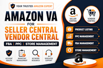 amazon VA for seller central vendor central fba PPC and store management