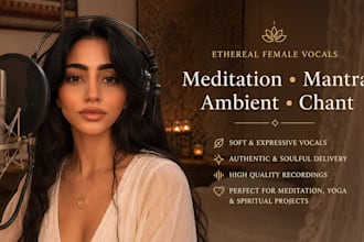record sacred ethereal female vocal for meditation, mantra, chant, ambient music