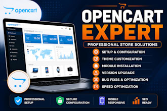 setup customize opencart website install upgrade and fix bugs on opencart site