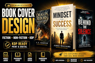 design professional fiction and non fiction book cover, ebook paperback