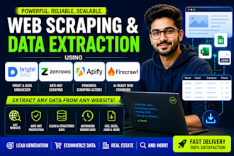 build web scraping bots using bright data, apify, zenrows and firecrawl