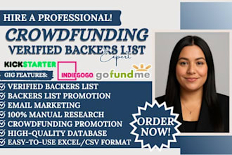 generate verified crowdfunding backers list for kickstarter gofundme indiegogo