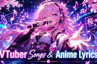 write original vtuber game ost anime style japanese song lyrics for intro outro