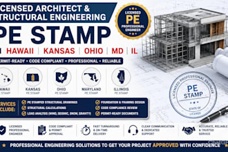 licensed architect structural engineering pe stamp in hawaii kansas ohio md il