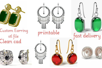 design any earrings for 3d printing and rendering either simple or complex cad