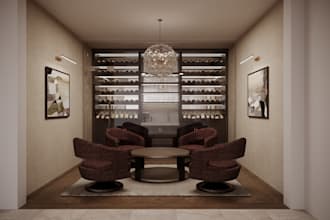 design a modern wine room, wine cellar and storage space
