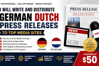 write and distribute german dutch press releases to top media sites country