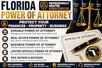 draft poa document to manage finances property business for florida pro se cases