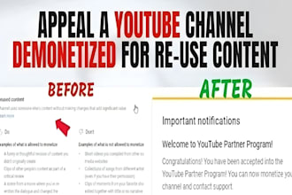 appeal suspended youtube channel video and fix reused content issue
