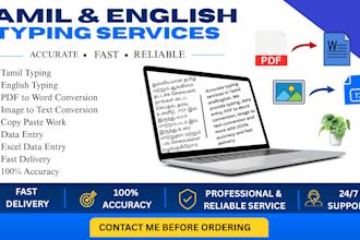 do tamil and english typing, PDF conversion and data entry