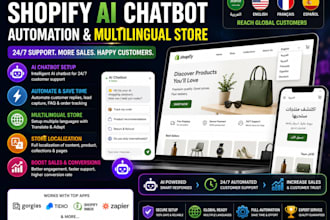 setup shopify ai chatbot fix website automation and multilingual store expert