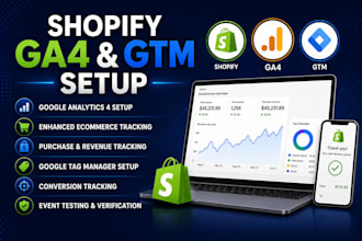 setup google analytics 4 ecommerce tracking on shopify, GTM