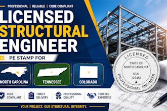 licensed structural enigneer, pe stamp for north carolina, tennessee, colorado