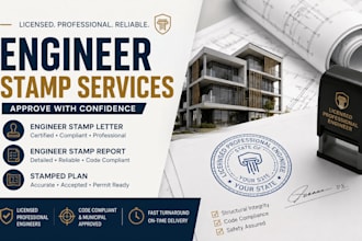 civil and structural engineer stamp letter, engineer stamp report, stamped plan