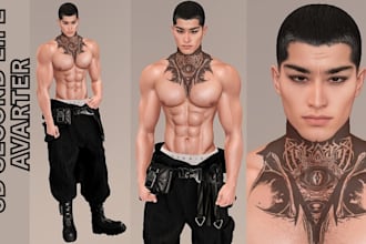 create realistic custom 3d second life vrchat avatar with clean rigging and mesh
