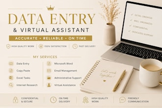 data entry, excel tasks, and administrative support