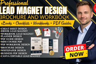 design lead magnet, course workbook, branded PDF, business workbook and freebie