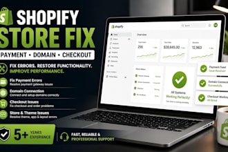 fix shopify payment, domain, checkout and technical issues